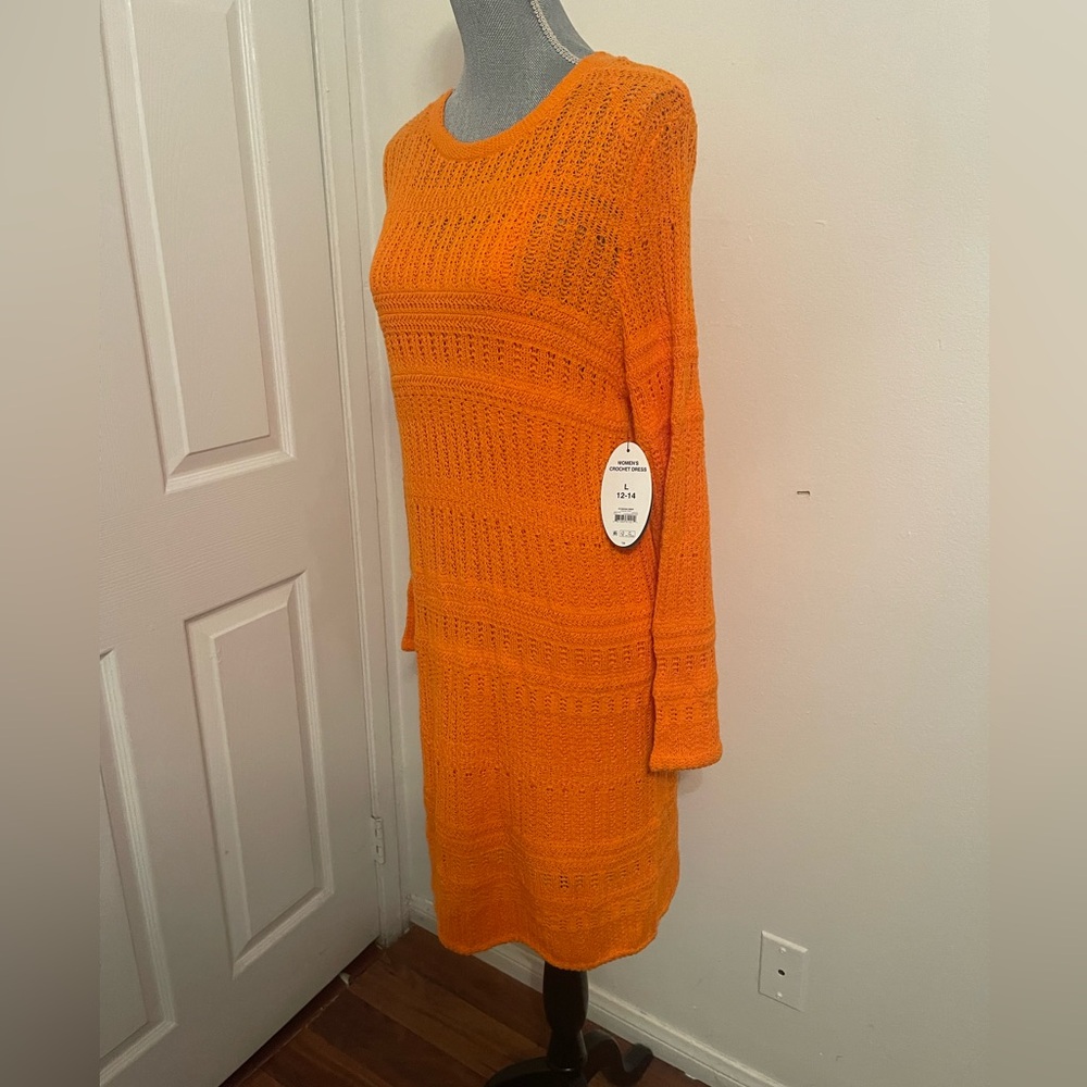 Scoop NWT Orange Knit Sweater Dress. Size 12-14